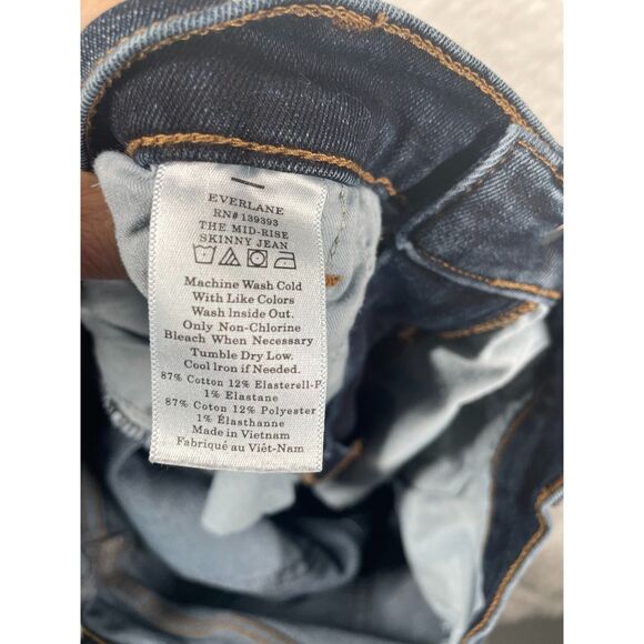 Everlane Jeans Women's Size 31" Mid‎ Rise Skinny Dark Blue Wash - Picture 7 of 8